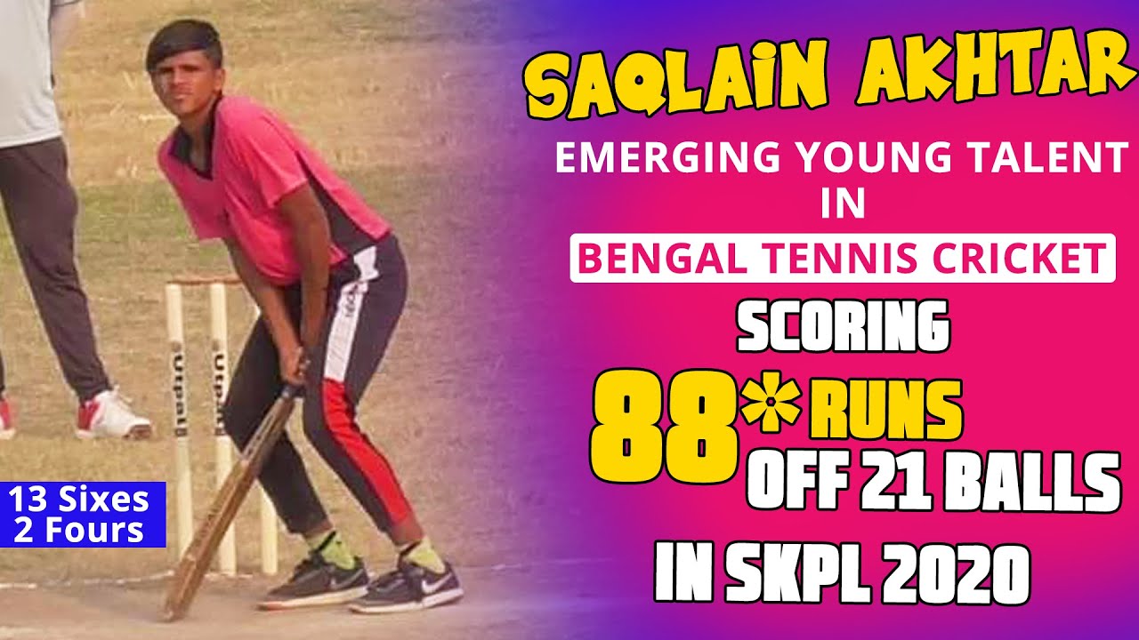 Saqlain Akhtar's Blistering 88* Runs off 21 Balls in SKPL 2020, Tollygunge | Bengal Tennis Cricket