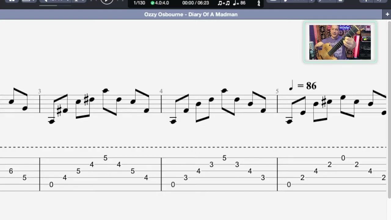 Ozzy: Diary of a Madman intro, by Randy Rhoads, guitar lesson with tab. 