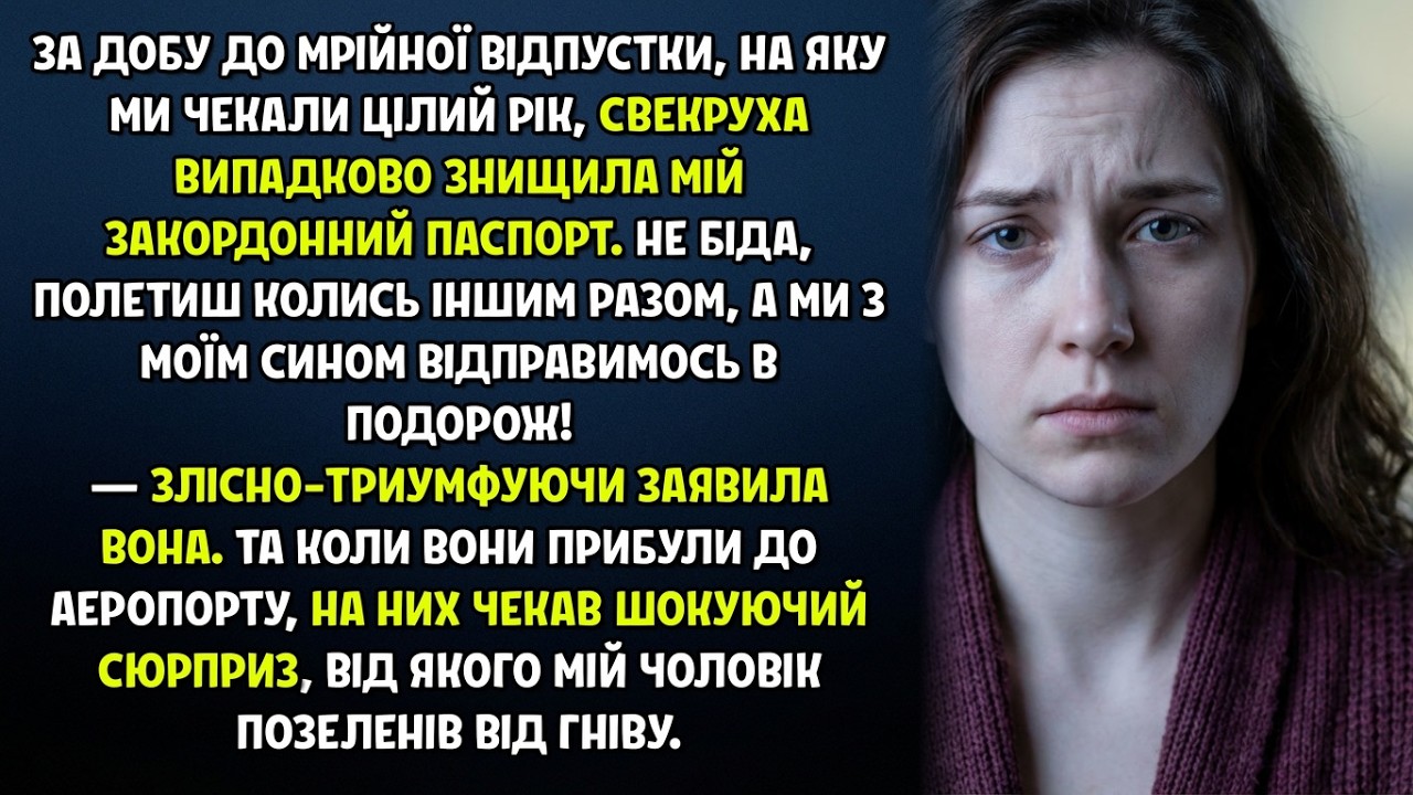 ЗА ДОБУ ДО МРІЙНОЇ ВІДПУСТКИ, НА ЯКУ МИ ЧЕКАЛИ ЦІЛИЙ РІК, СВЕКРУХА ЗНИЩИЛА МІЙ ЗАКОРДОННИЙ ПАСПОРТ.