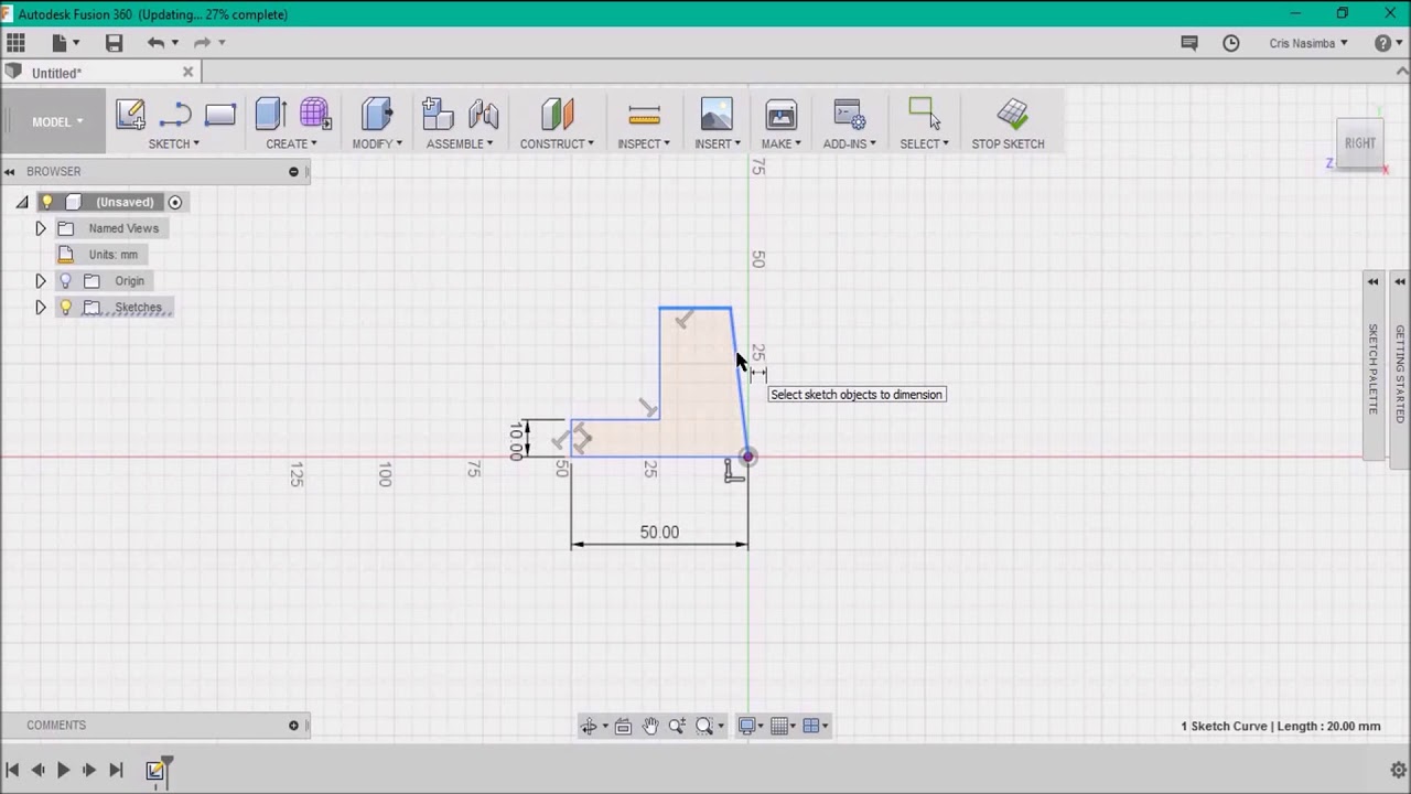 FUSIÓN 360 CONCEPTOS BÁSICOS: ACOTAR/ MODIFICAR CROQUIS