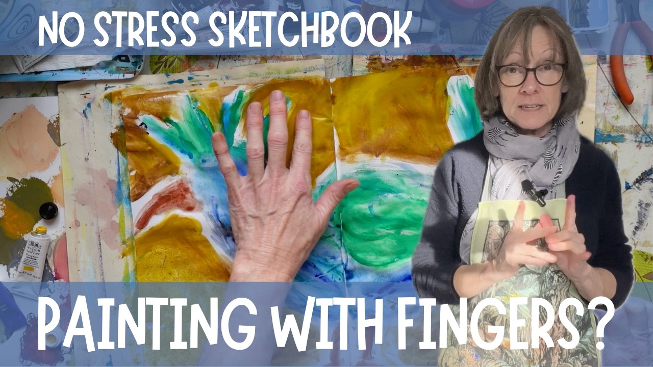 No stress art ideas to fill your sketchbook.  Sketchbook Play - Finger Painting?  Not just for kids!