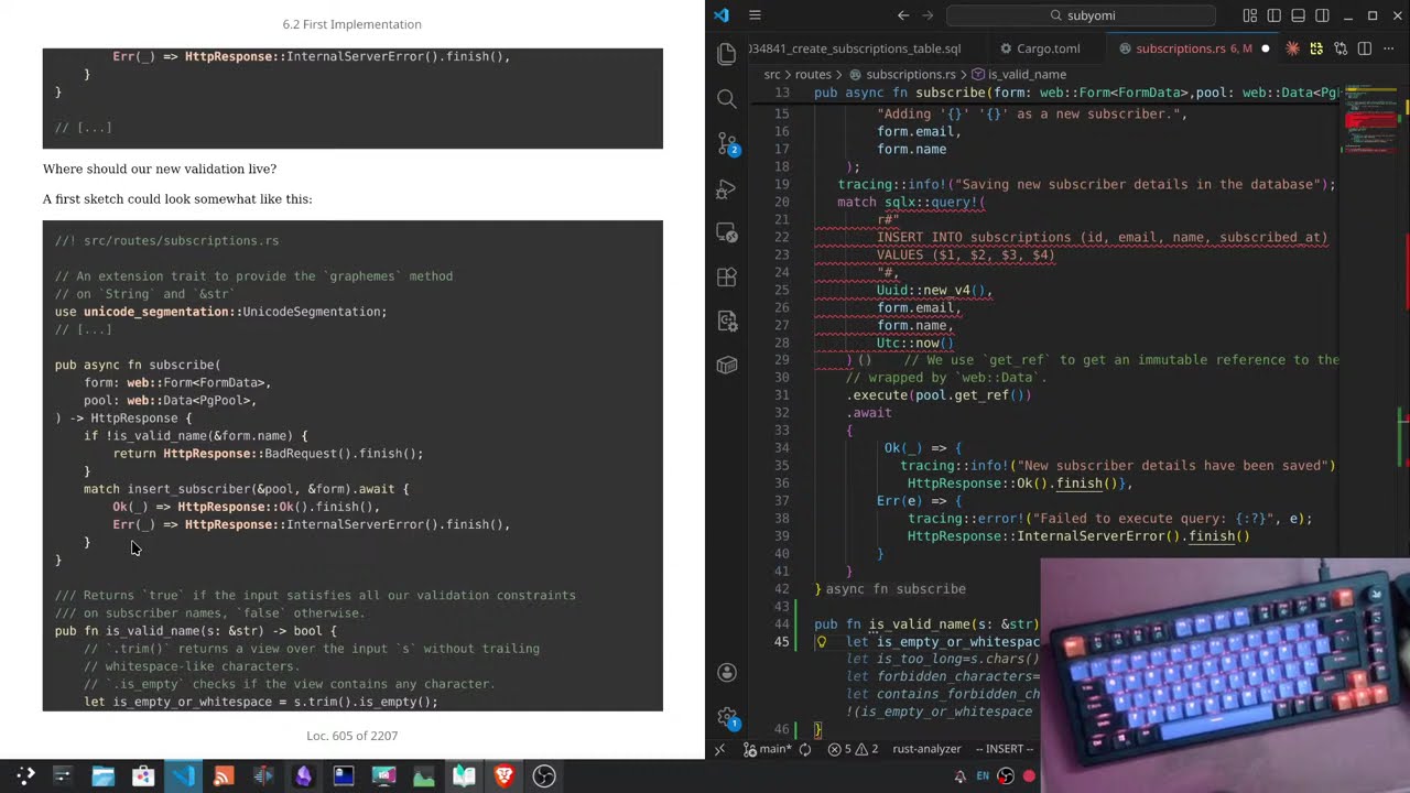 rust zero to production chapter 6- nonchalant coding stream