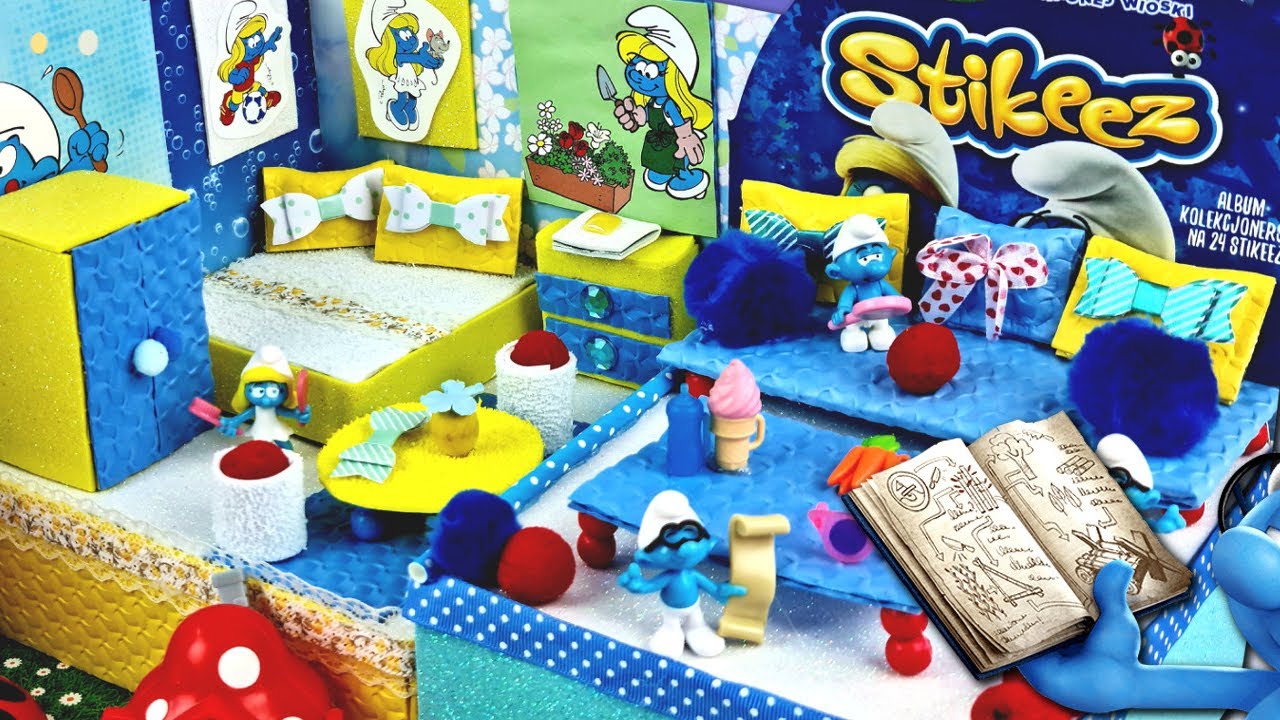 Смурфики из затерянной деревни 💙 Миниатюрный домик из картона 🏡 DIY Rainbow House