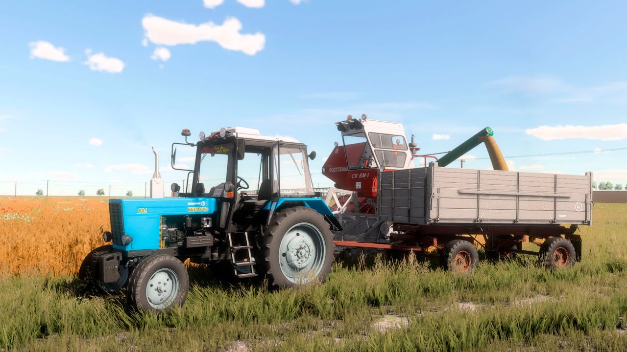 Farming Simulator 22 / Map Vladimirovka / #80 Harvesting wheat NIVA SK-5M-1, Belarus MTZ-80.1