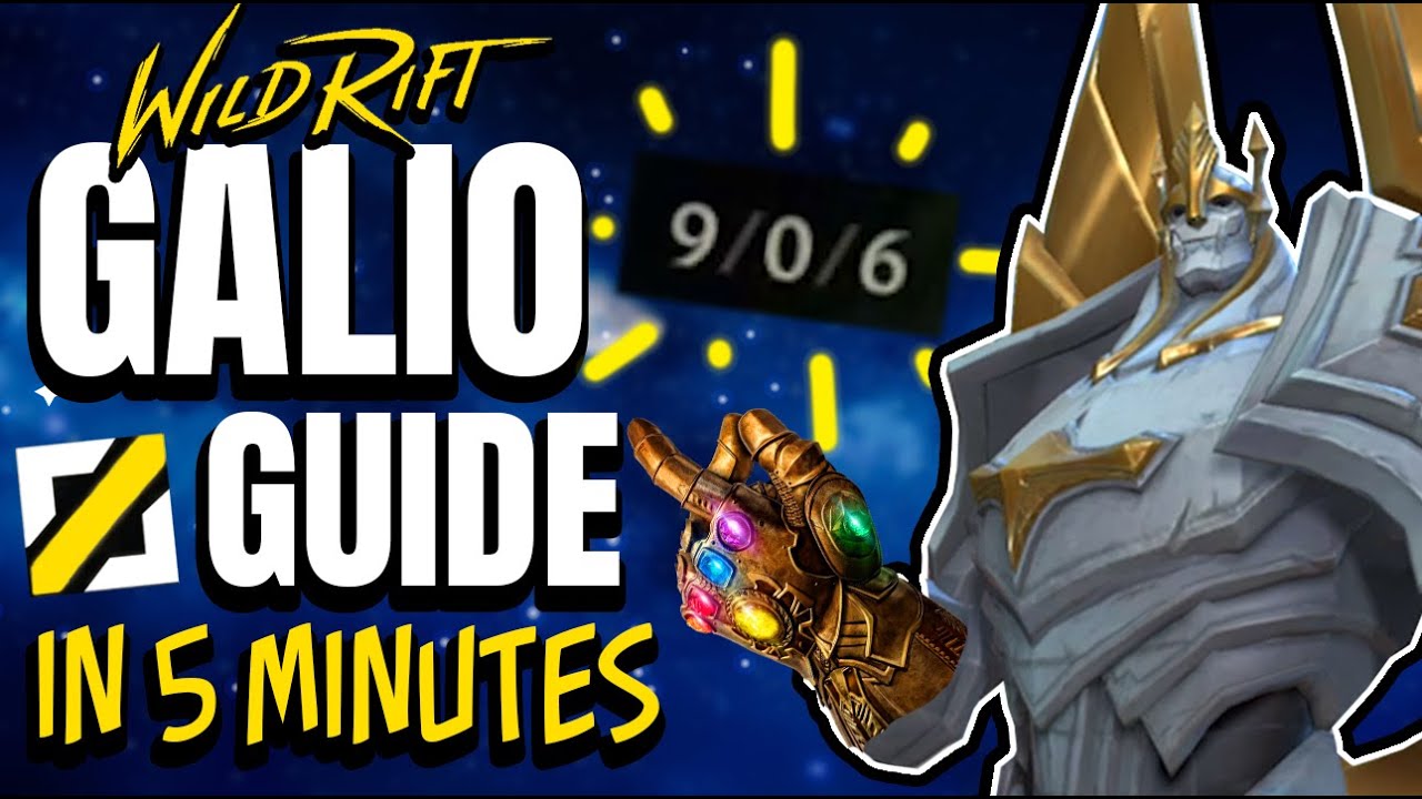 WILD RIFT GALIO GUIDE IN 5 MINUTES! Builds, Runes, Combos, Ability Leveling Order & Tips!