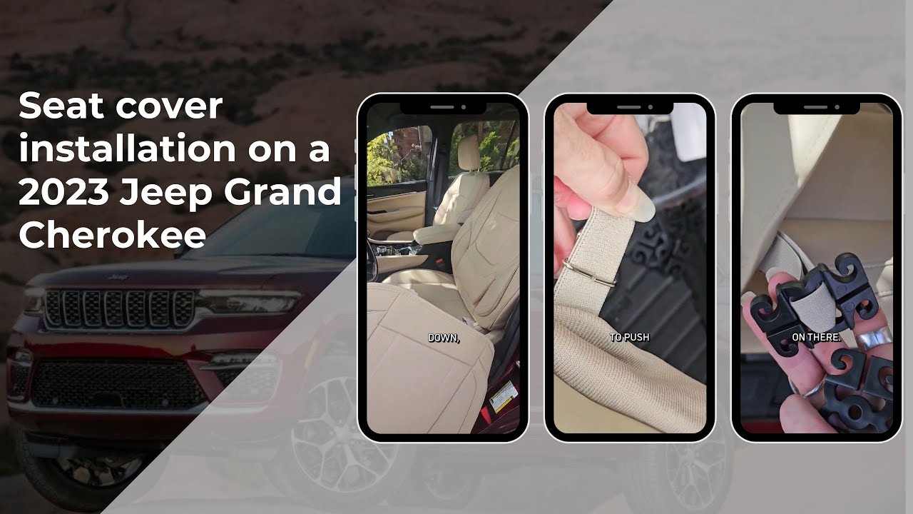 Seat cover installation on a 2023 Jeep Grand Cherokee by our client from Oklahoma #SeatCovers