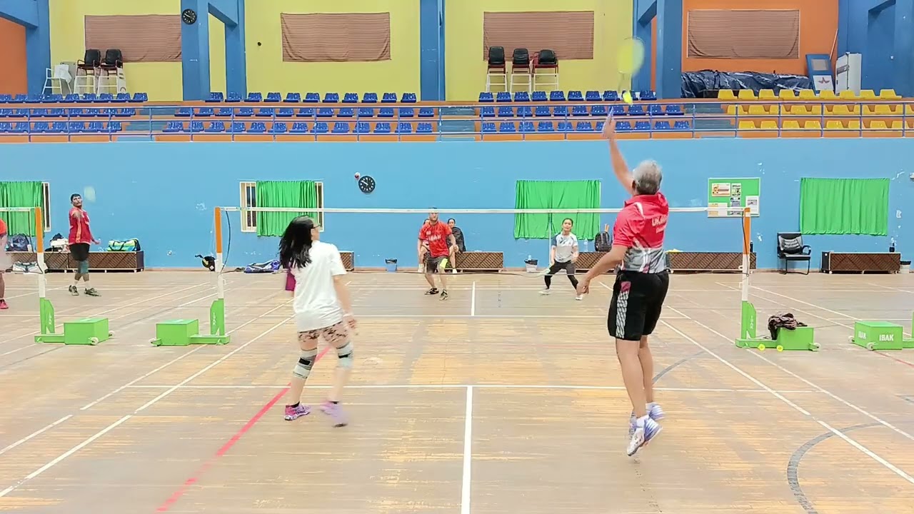 @Mixdoubles  practice badminton @ibak #Dr/Ainur vs Julie/nazan