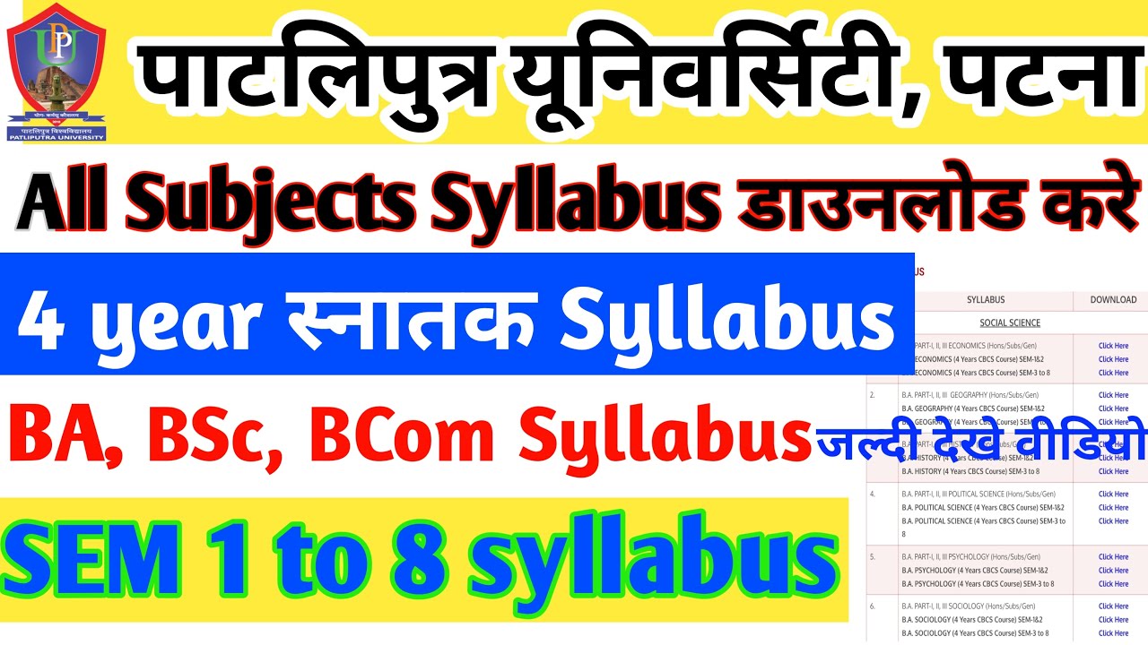 Patliputra University UG 4 Years Syllabus Kaise Download Kare || PPU UG 4 Year Graduation Syllabus