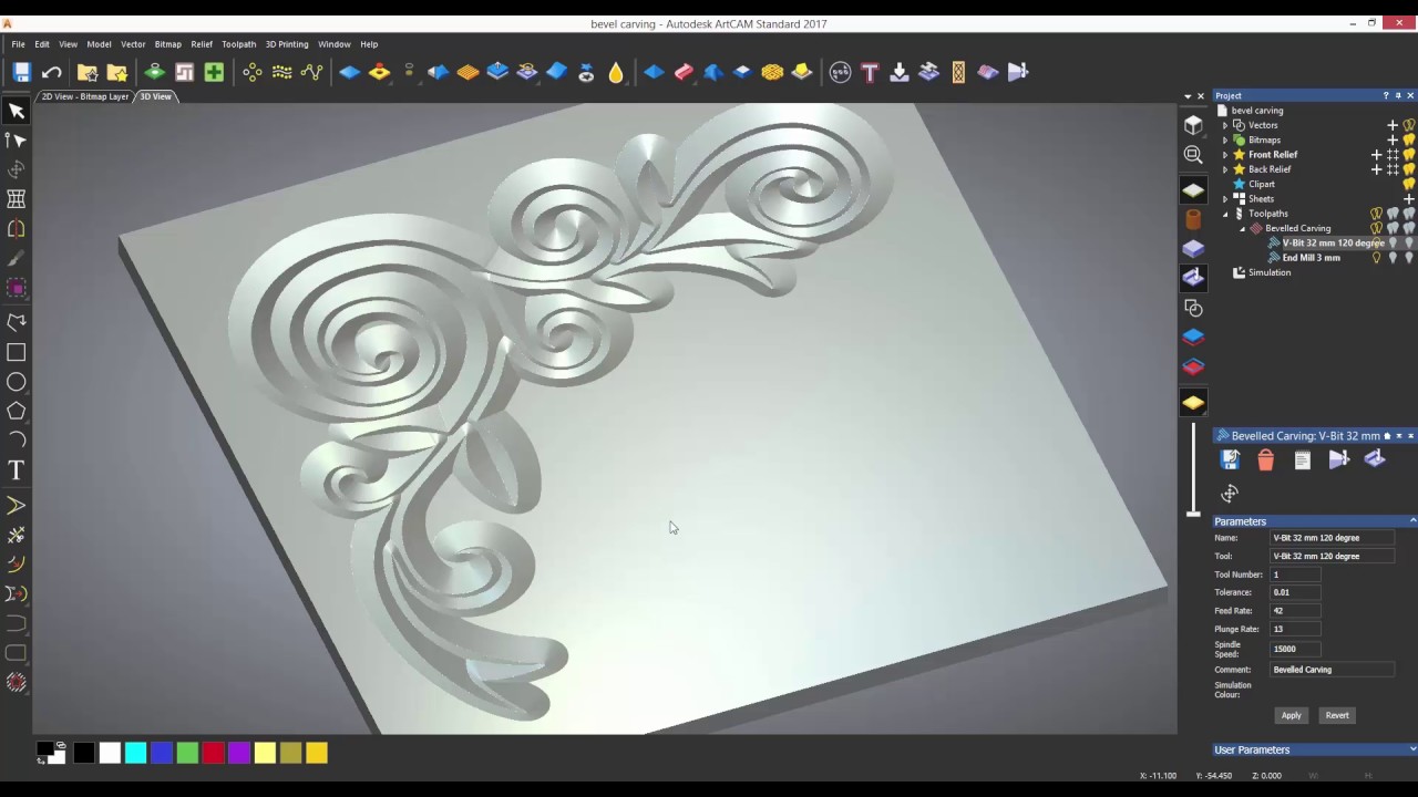 ArtCAM Standard Tutorials 6.6 - Bevel Carving