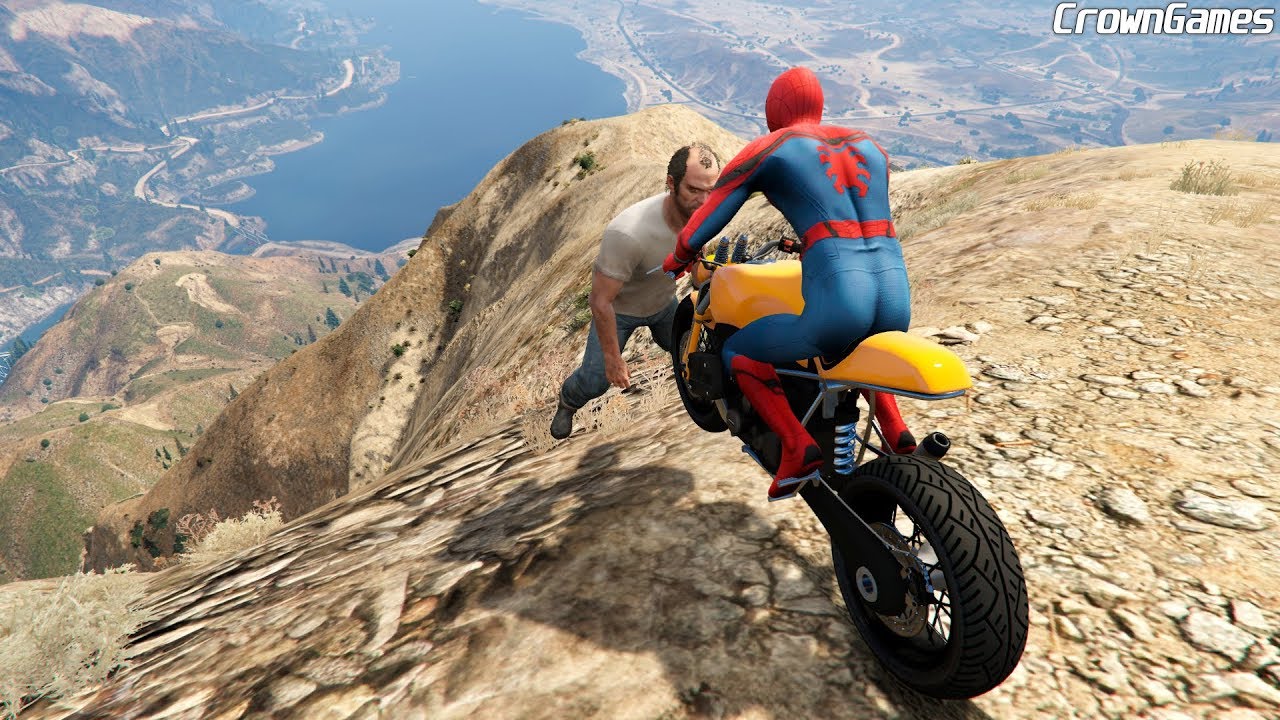 GTA 5 Spiderman Motorcycle Fails | Ragdoll Falls Ep.1 [Euphoria Physics Funny Moments]
