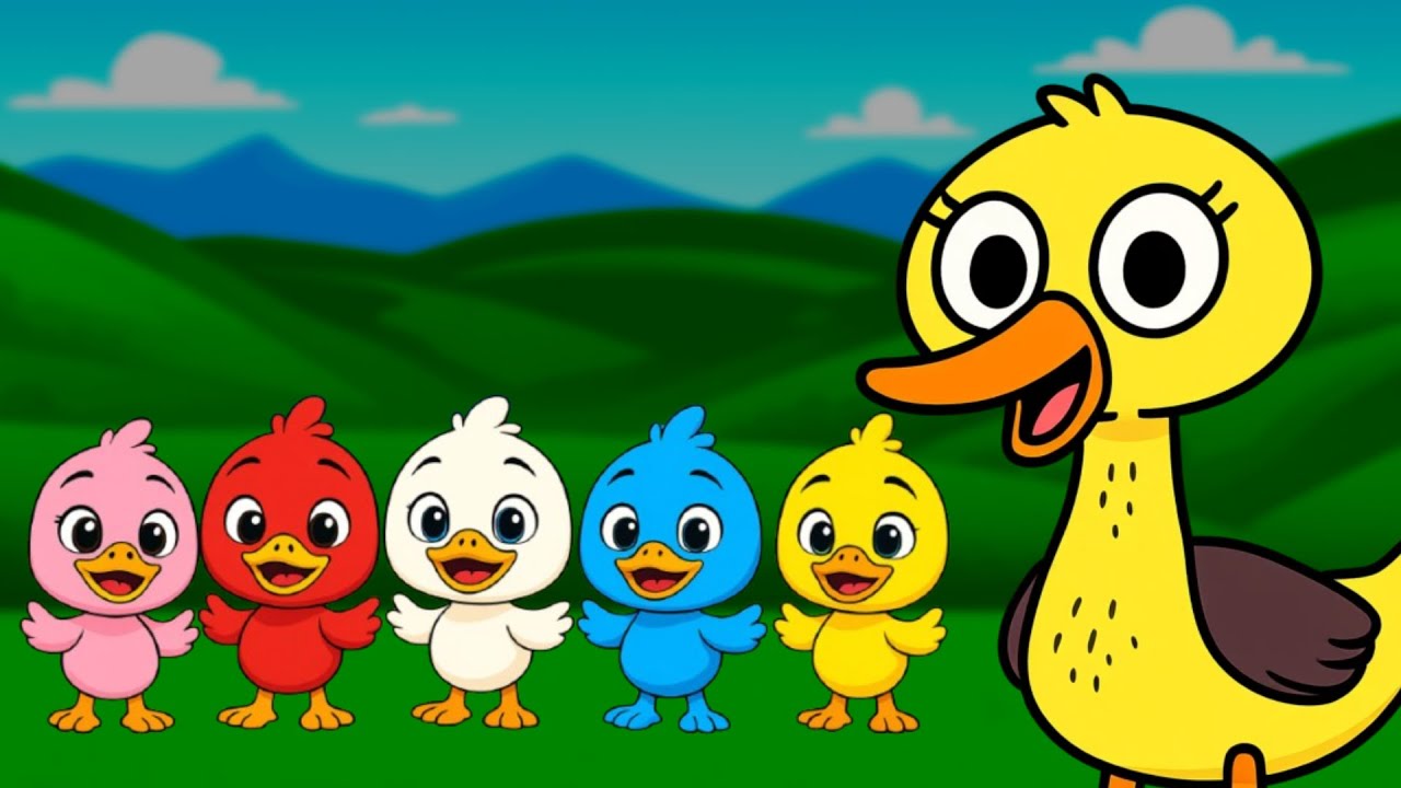 five coloured ducks Kids song American English Nursery Rhymes