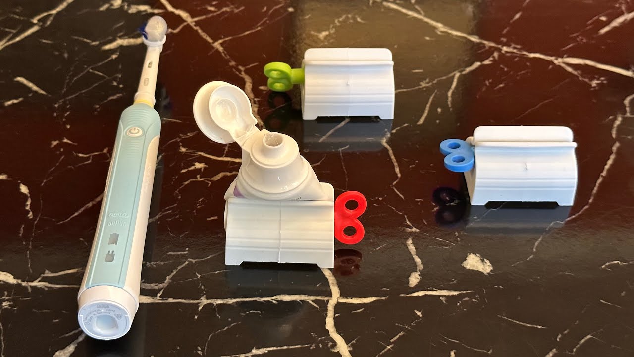 Toothpaste Squeezer Bathroom Tube Dispenser Seat Easy Stand Rolling Holder #tube #bathroom #stand