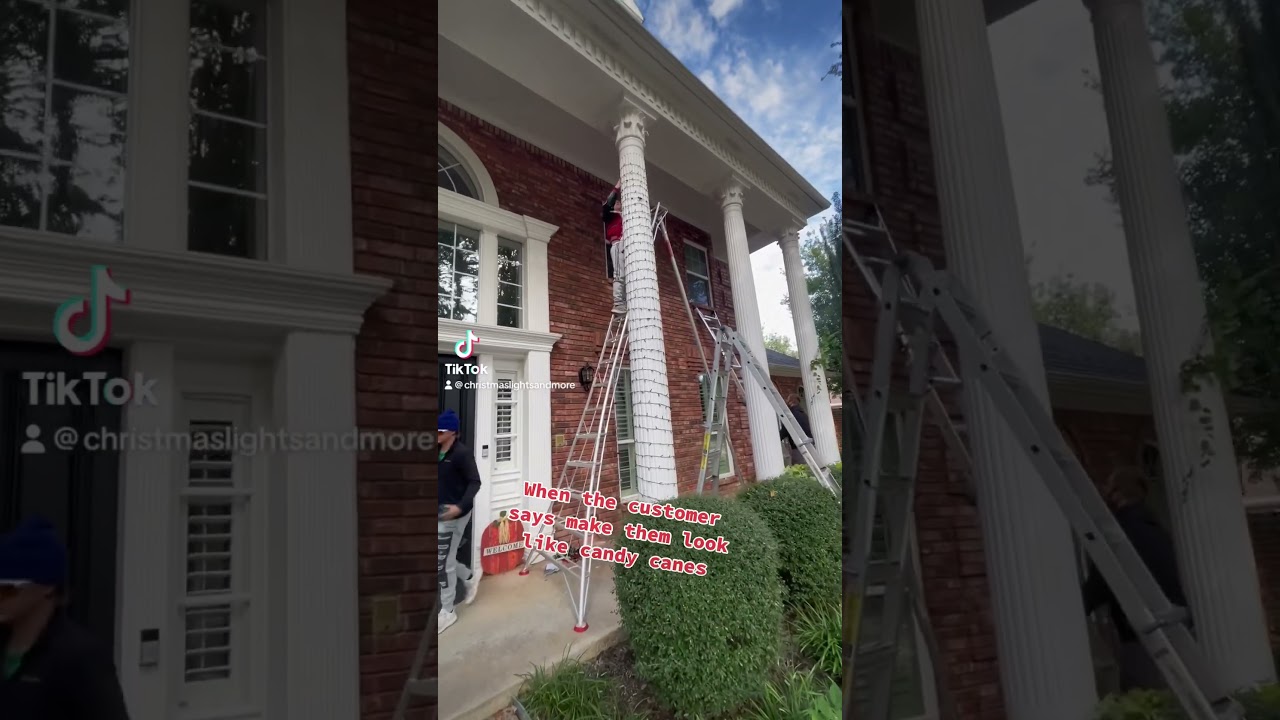 Installing Christmas Lights on Pillars #southlake #colleyville #fortworth #dfw #grantsoutdoor