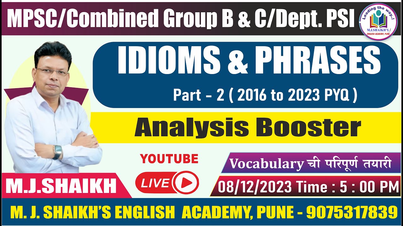 IDIOMS & PHRASES Part - 2 2016 to 2023 ANALYSIS #mpsccombined #vocabulary #vocabularywords