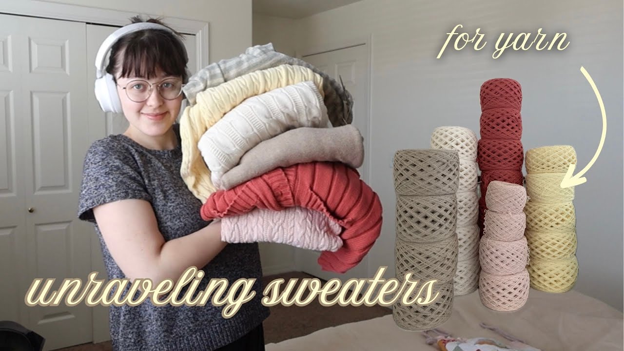 I Turned 5 Thrifted Sweaters into Yarn 🧶 | Sustainable Knitting