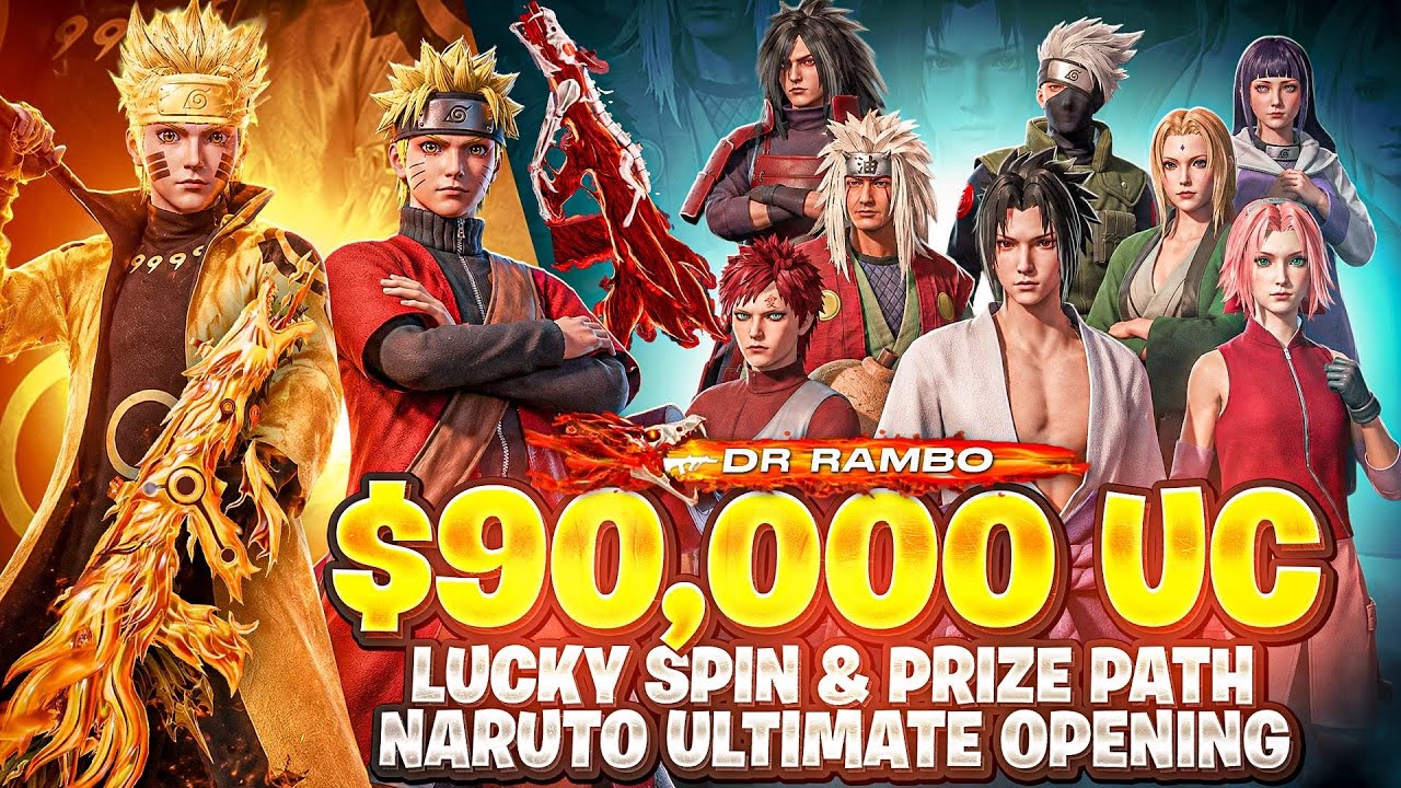 PUBG Mobile Naruto Ultimate Lucky Spin + Prize Path Opening 90,000 UC 😍🔥|| Rambo