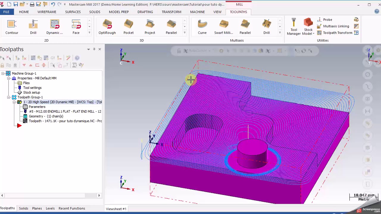 MasterCAM 2017 dynamic mill