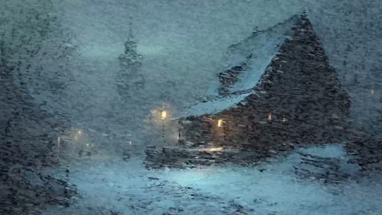 Lonely Mountain House in a Fierce Blizzard Night Howling Winter Winds, Heavy Snowfall and Deep Calm