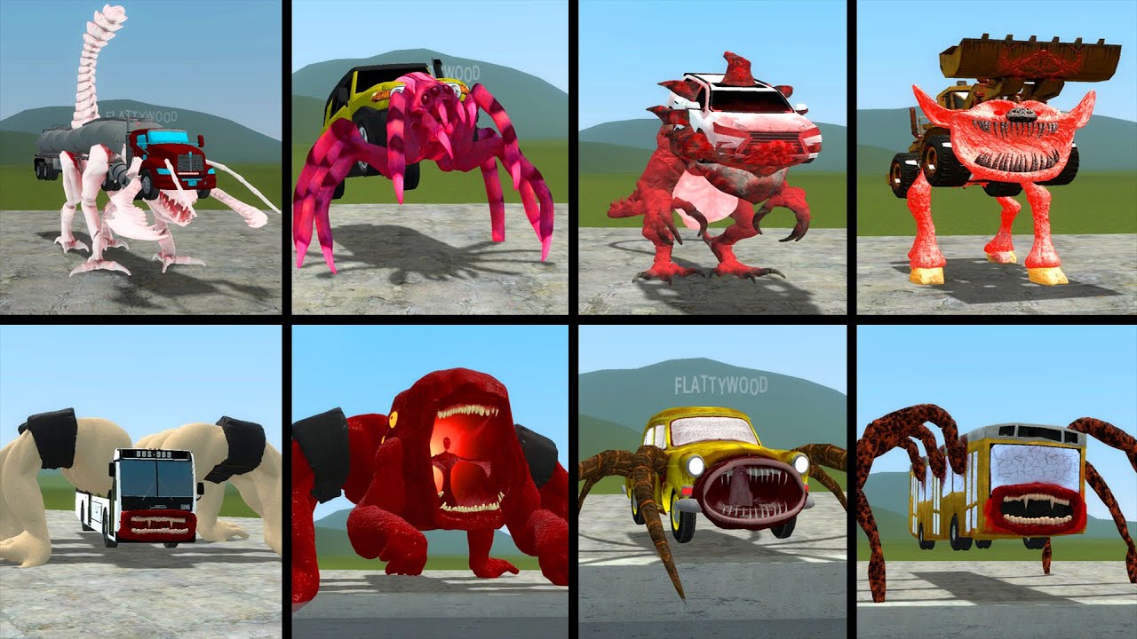 EVERYTHING TURNED INTO MONSTERS | TESLA EATER, TAXI EATER, MCQUEEN EATER, THOMAS CAR EATER IN GMOD