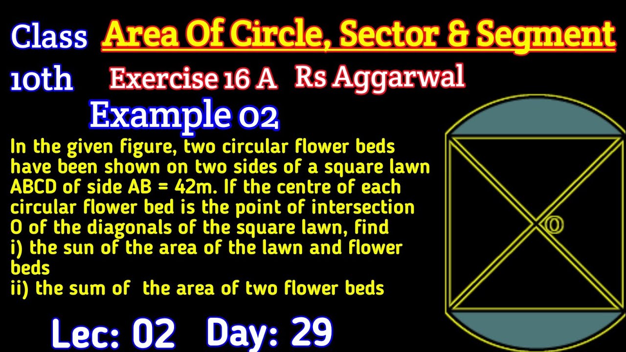 In the given figure, two circular flower beds have been shown on two sides of a square lawn abcd