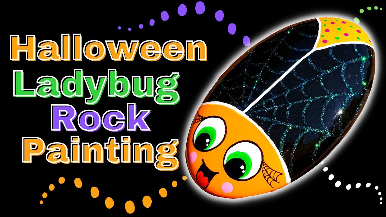 Halloween Ladybug Rock Painting