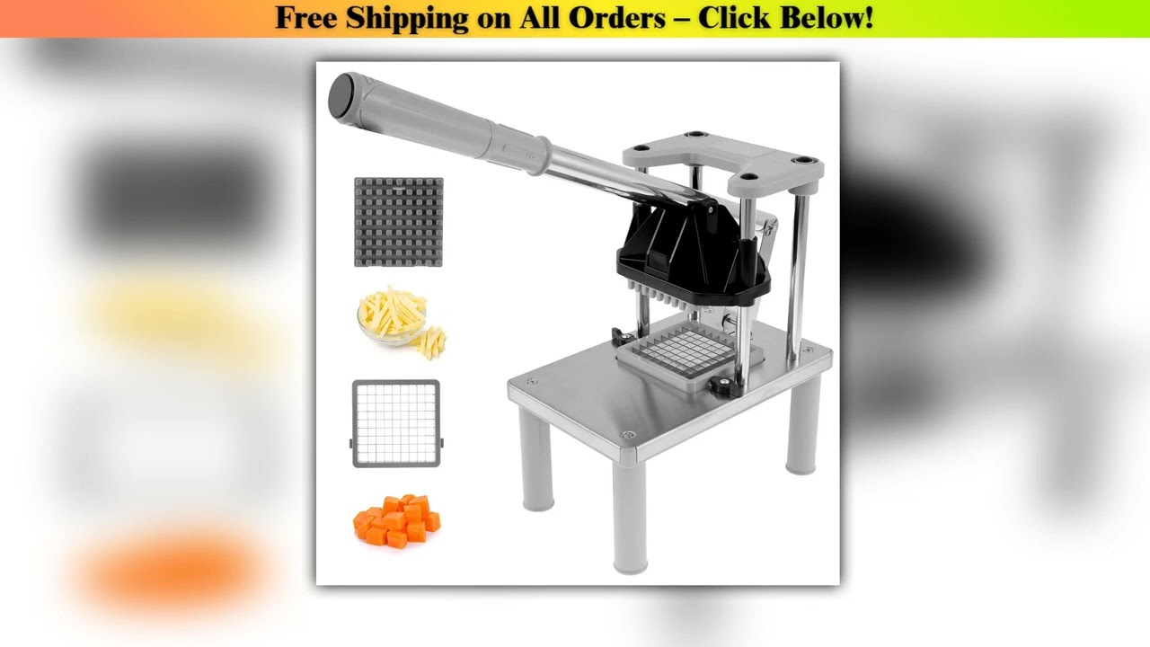 Commercial Vegetable Fruit Chopper French Fry Cutter with 2 Replacement Blades Stainless Steel