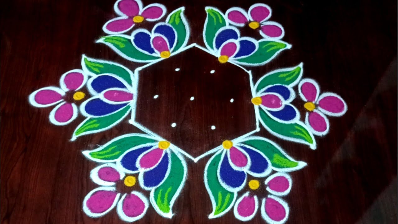 new year rangolis 🌺 beautiful 5*3dots new year rangolis #kolam