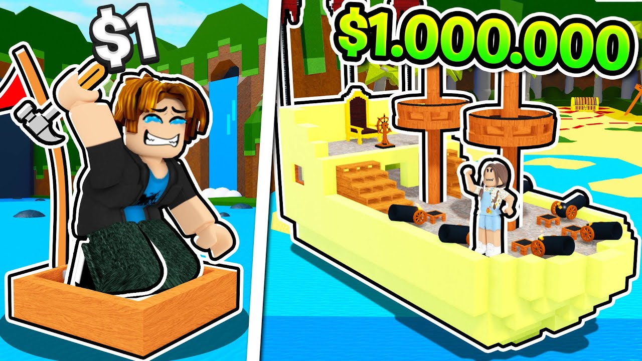 $1 vs $1,000,000 Boat In Build a Boat!