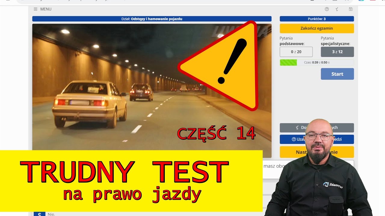 Instruktor rozwiązuje trudny TEST NA PRAWO JAZDY! Zestaw 14
