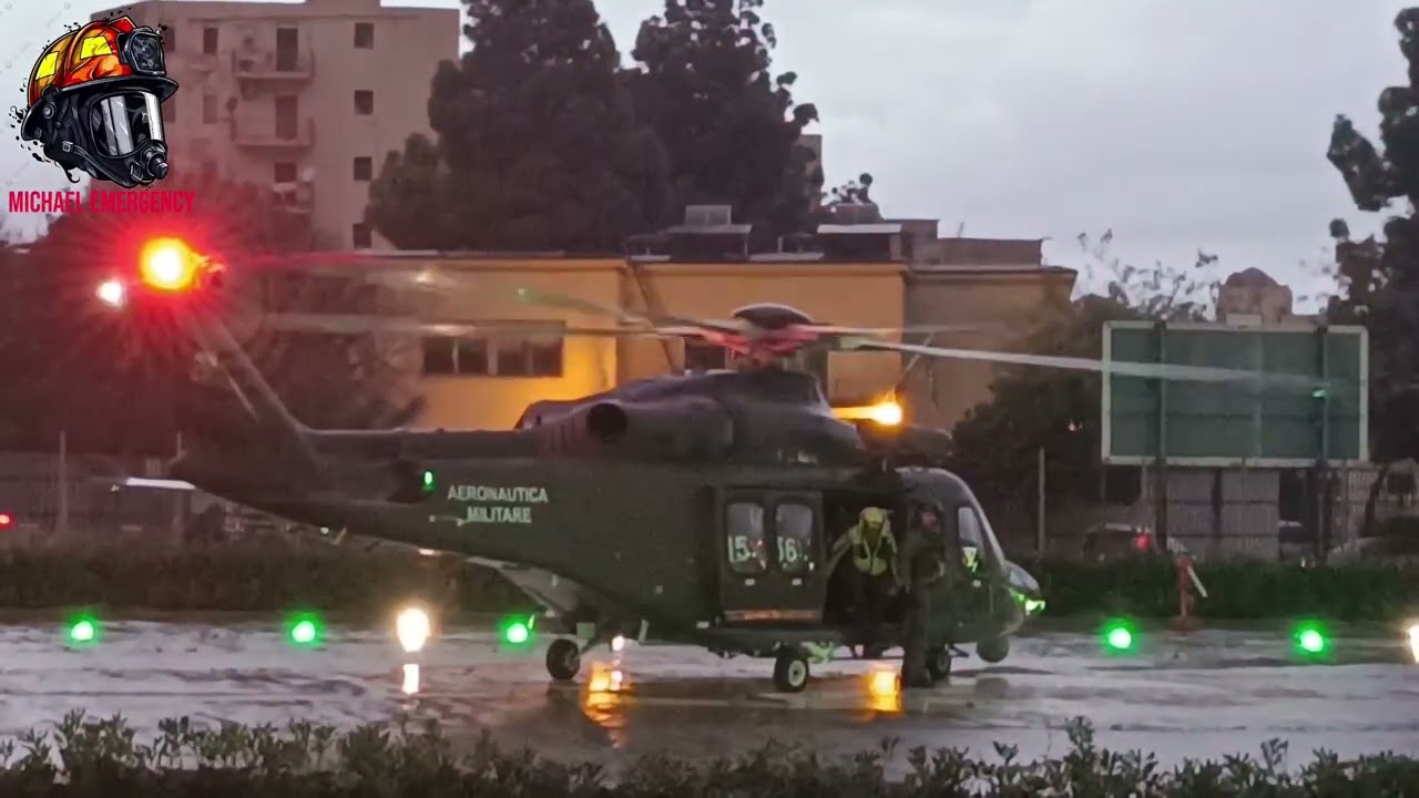 Palermo: [ATTERRAGGIO HH-139B AEREONAUTICA MILITARE CON AMBULANZA 118 SUL POSTO]