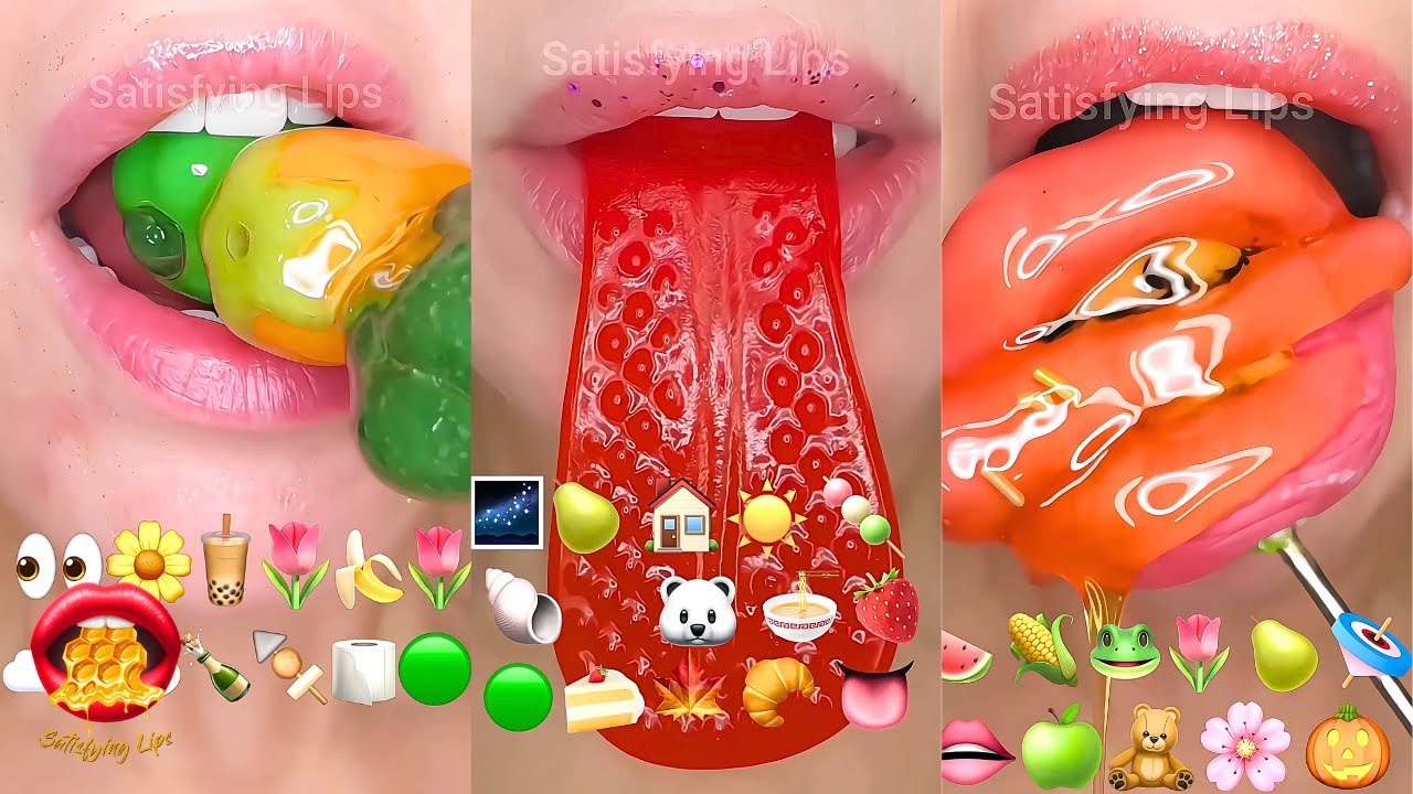 ASMR Satisfying Eating Emoji Food Challenge Slightly Edited