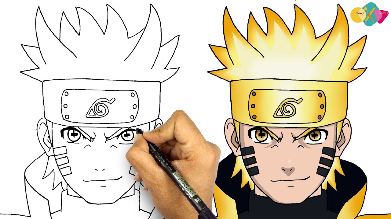 رسم ناروتو من انمي ناروتو | كيف ترسم ناروتو | drawing naruto | how to draw naruto
