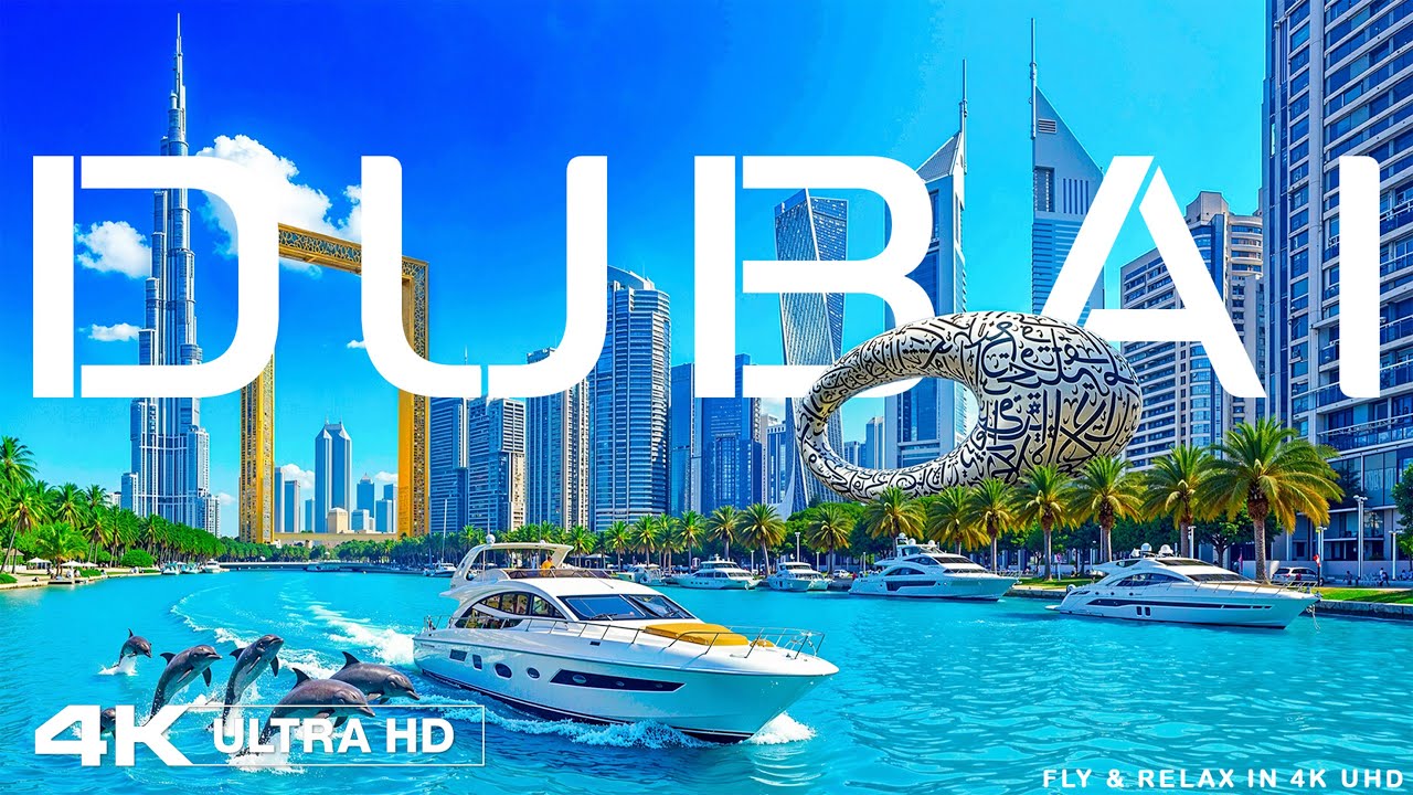 Дубай 4K 🇦🇪 Футуристический роскошный город с расслабляющей фортепианной музыкой ✈️ - ВИДЕО 4K