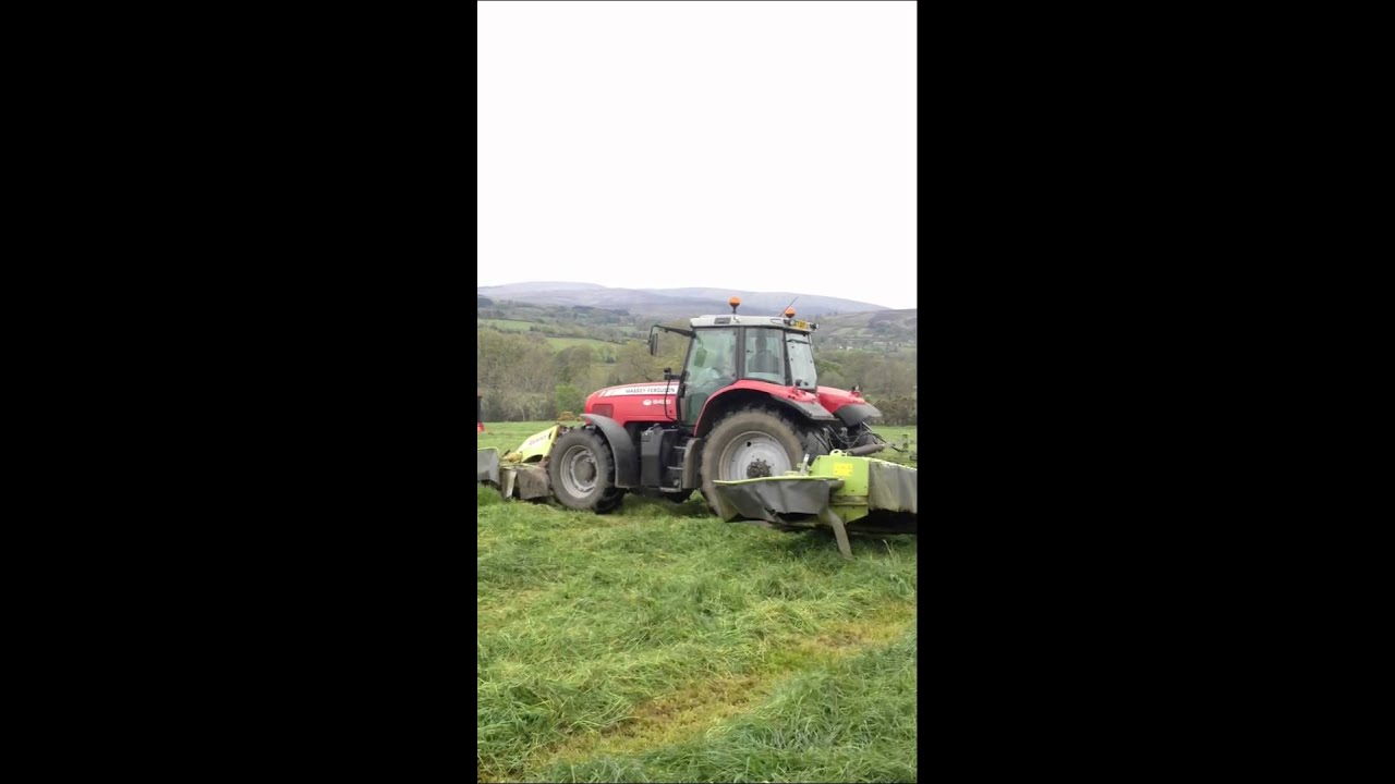 Killen Bros Massey 6499 x2, 8480 mowing silage 2012