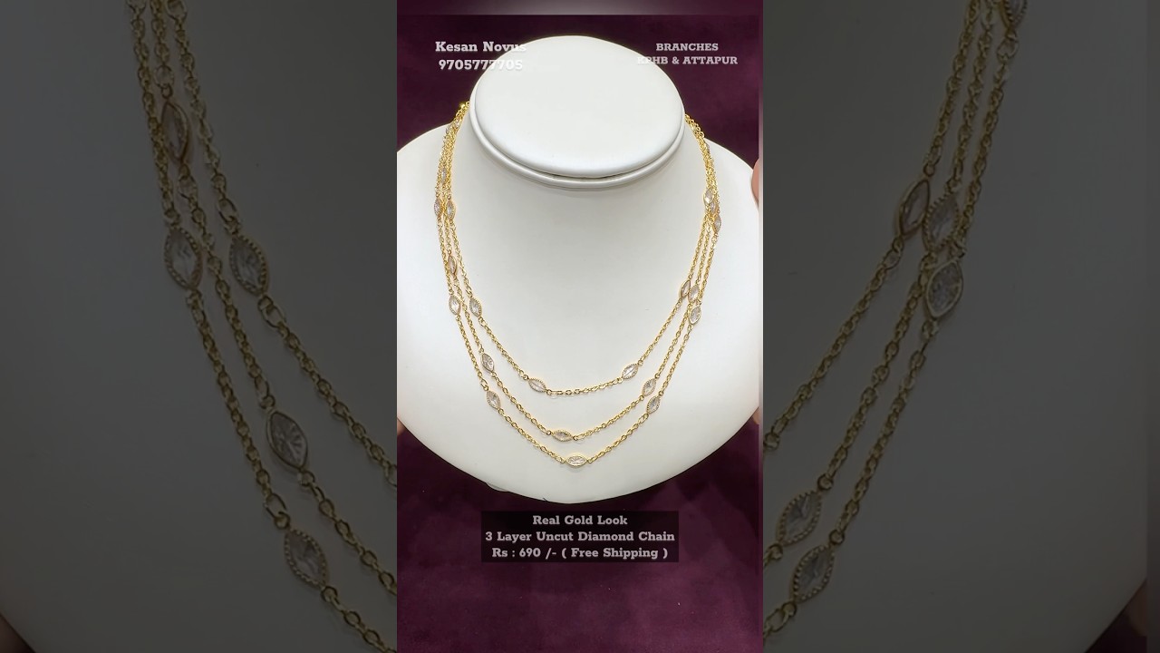 1 Gram Gold Uncut Diamond Look Chain 690-  Order 9705777705 