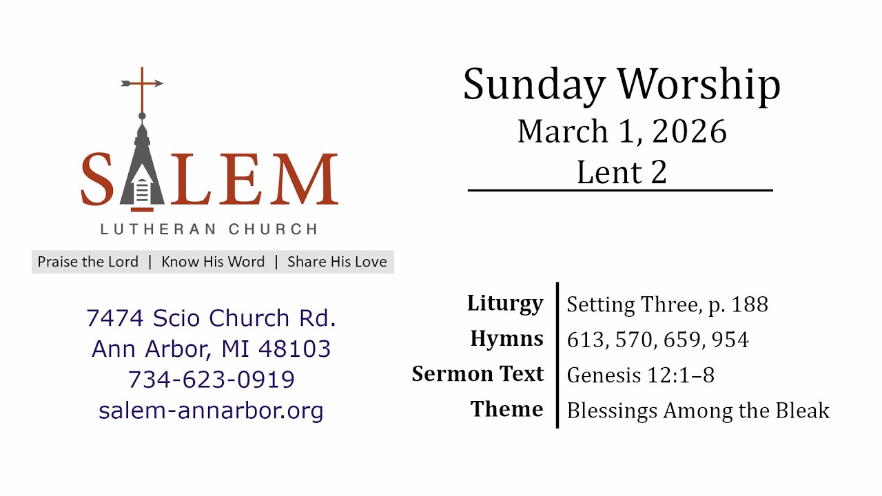 Worship Service March 1, 2026