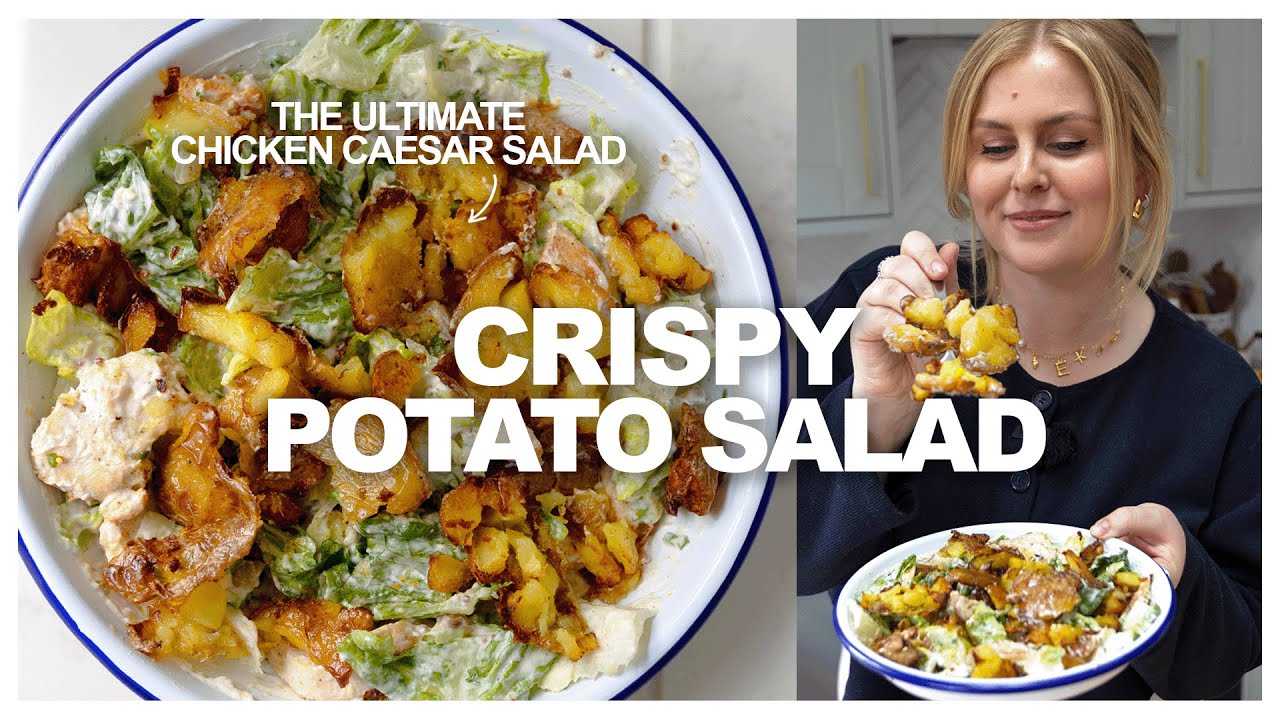 CRISPY SMASHED POTATO Caesar Salad | the ultimate dinner for one!