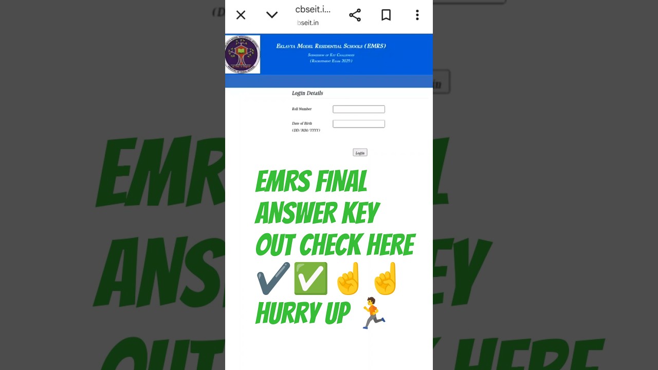 EMRS FINAL ANSWER KEY OUT, CHECK HERE☝️☝️