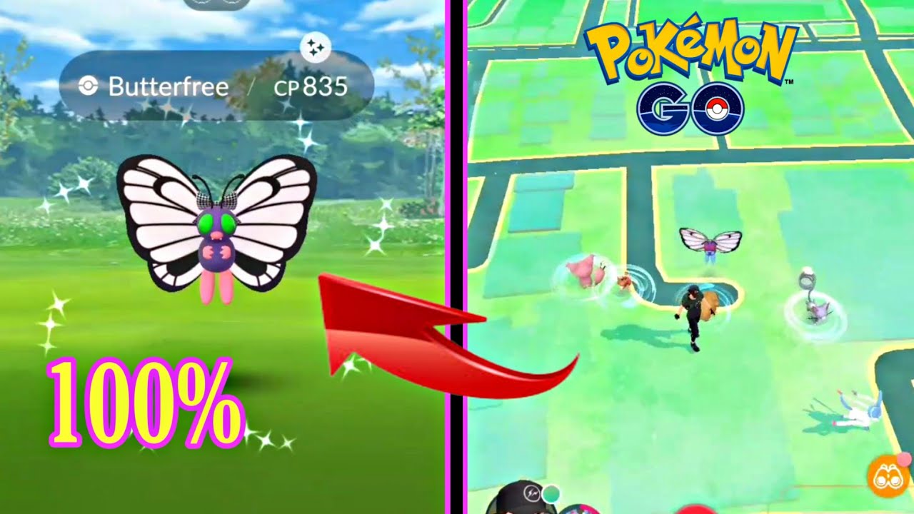 Catch shiny pokemon; Butterfree 100% iv_Pokemon Go(fashion week event)