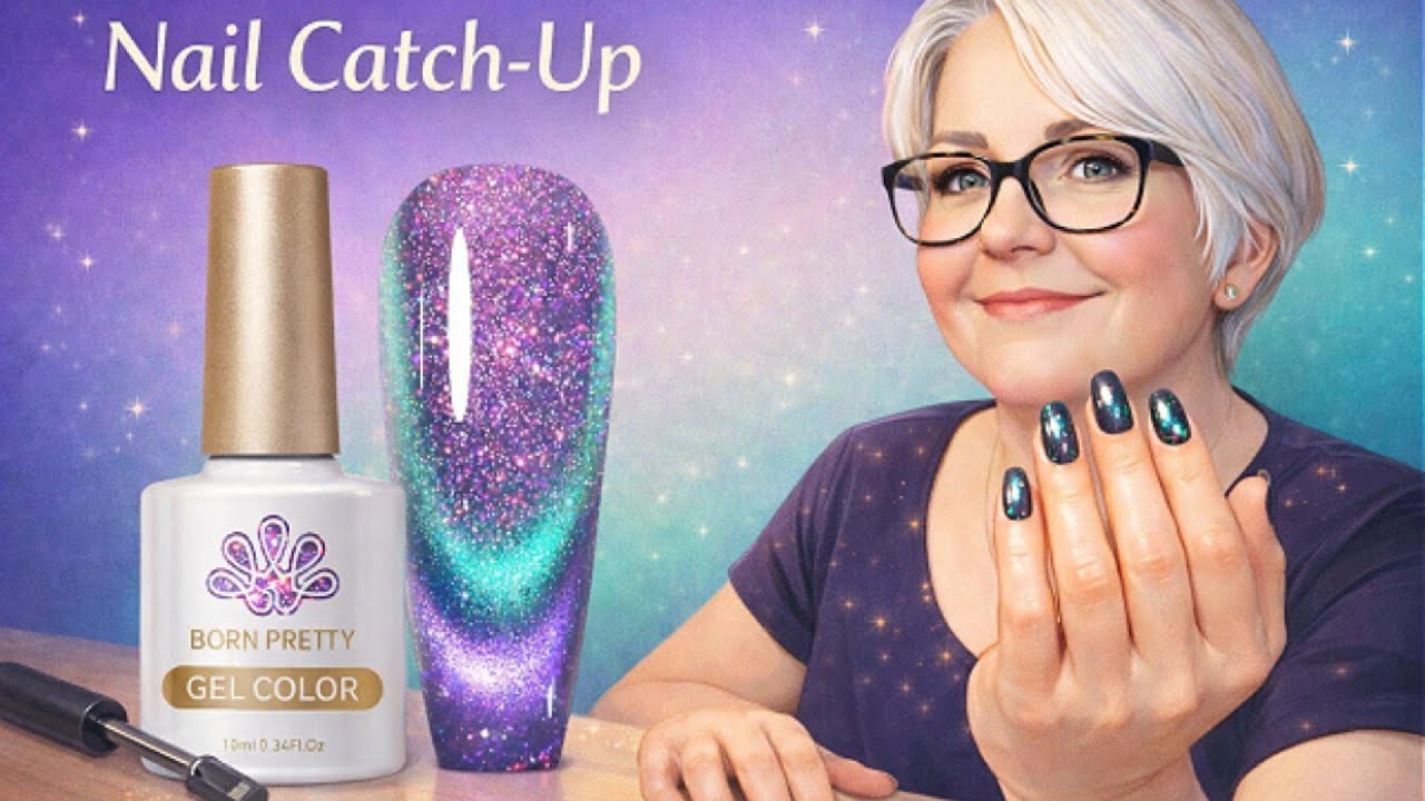 Nail Catch-Up & Fresh Set Using Born Pretty | Builder Gel & Magnetic Cat Eye