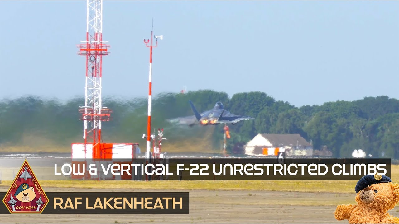STOP. RAPTOR TIME! F-22 UNRESTRICTED CLIMBS WITH DROP TANKS LOW & VERTICAL • RAF LAKENHEATH