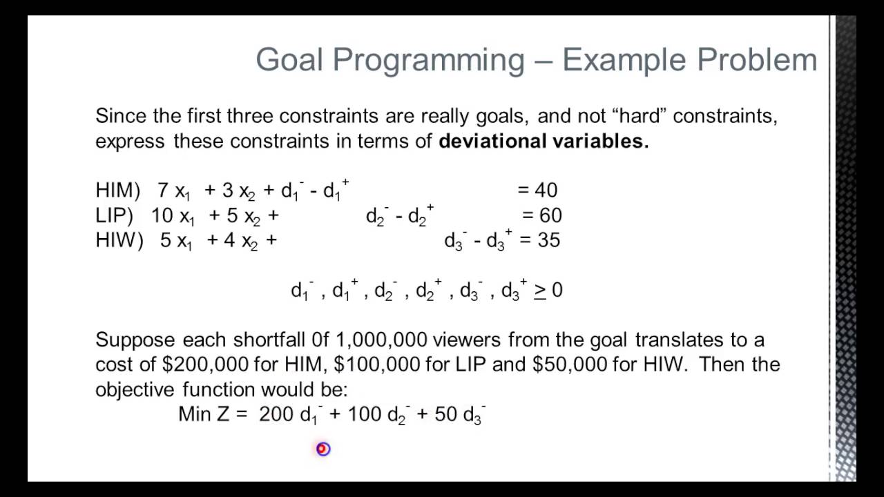 Lesson 4 A Goal Programming
