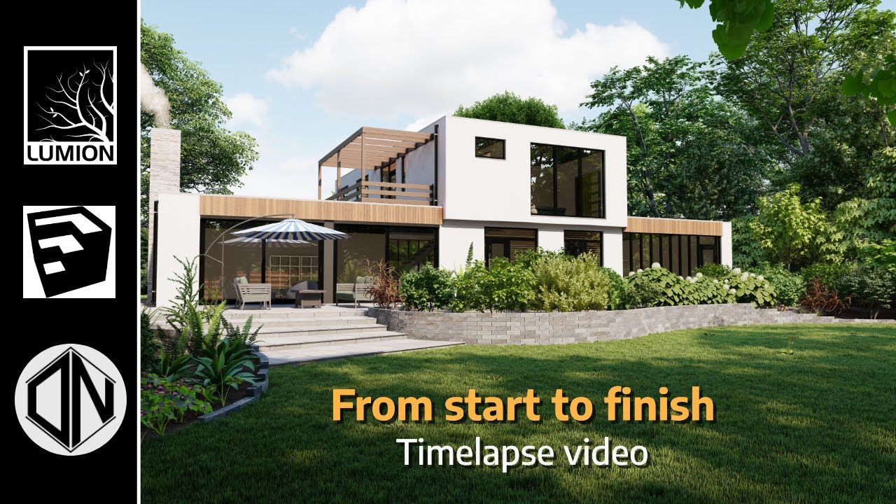 SketchUp + Lumion 12 - Modern Villa Timelapse
