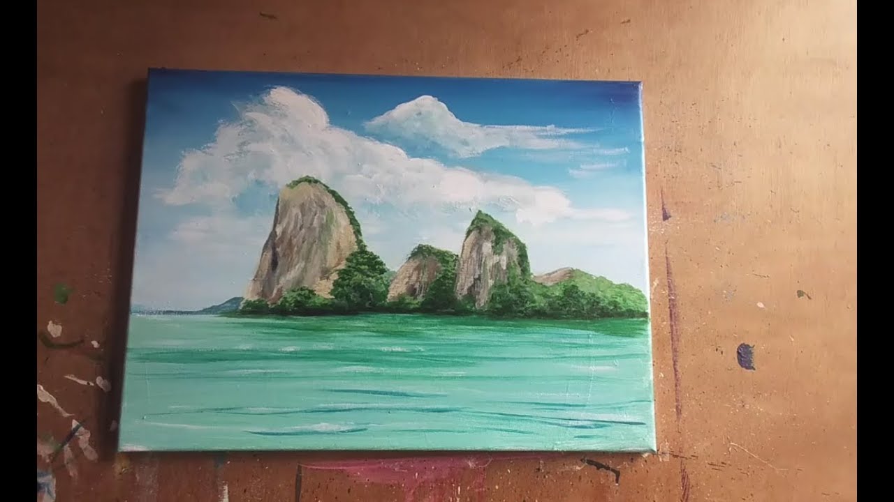 สอนวาดวิวทะเลแบบง่ายๆ #paint #easypainting #arttherapy