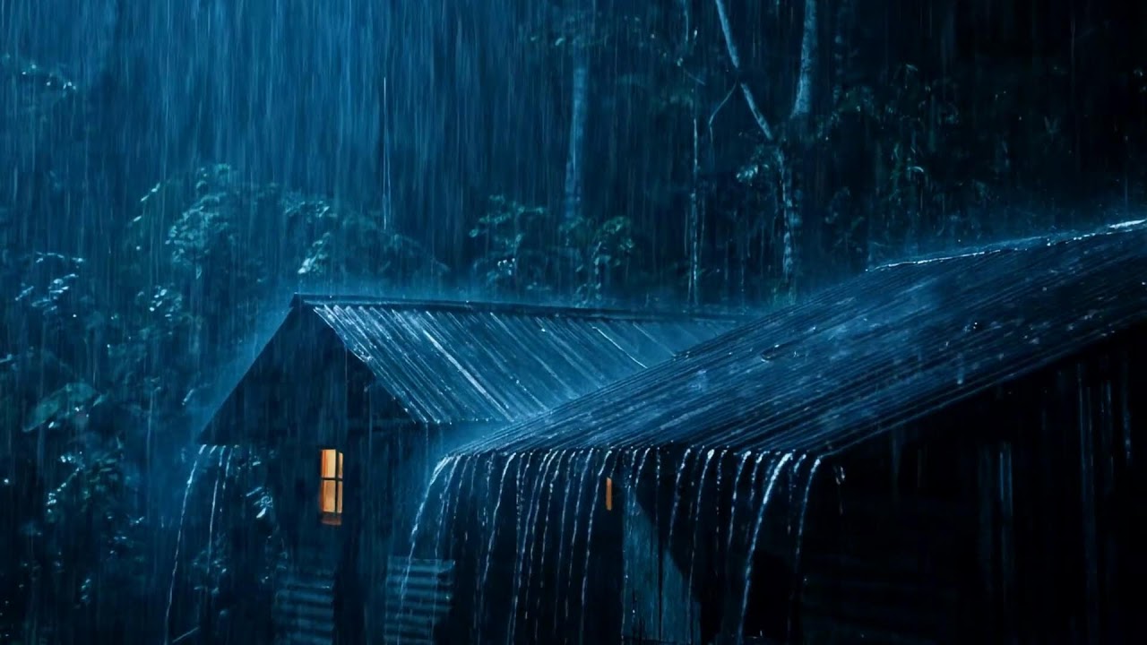 Night Rain On Tin Roof With Rolling Thunder Sounds For Deep Relaxation And Peaceful Sleep