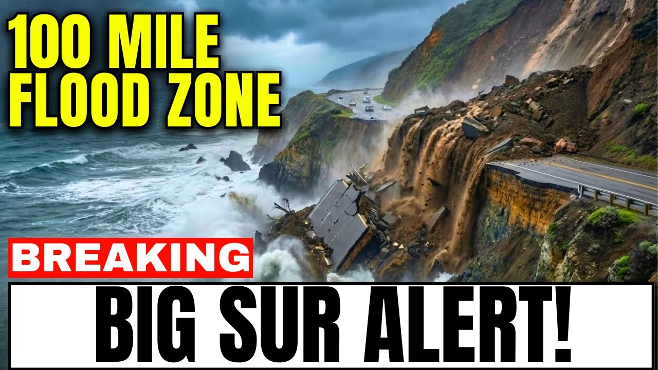 100-MILE Flood Zone EXPANDS — Highway 1 COLLAPSES as 400-Foot Mudslides CONSUME Big Sur!