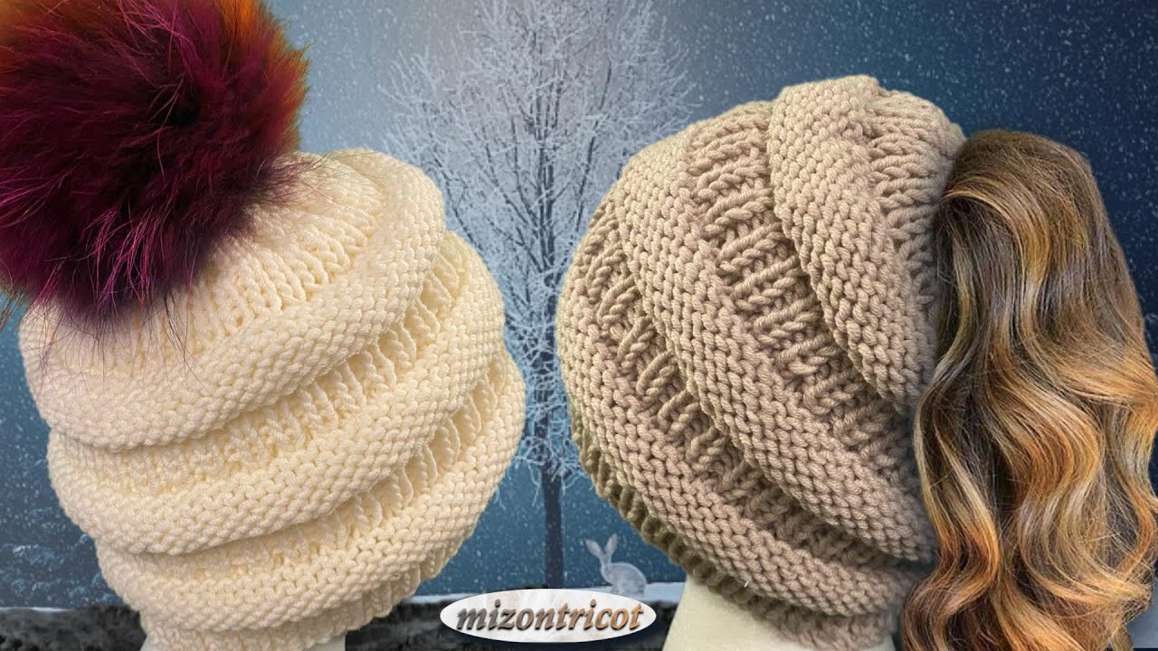 [Tricot]  BONNET • 2 versions : QUEUE DE CHEVAL ou FERMÉ →FACILE !!!🐑