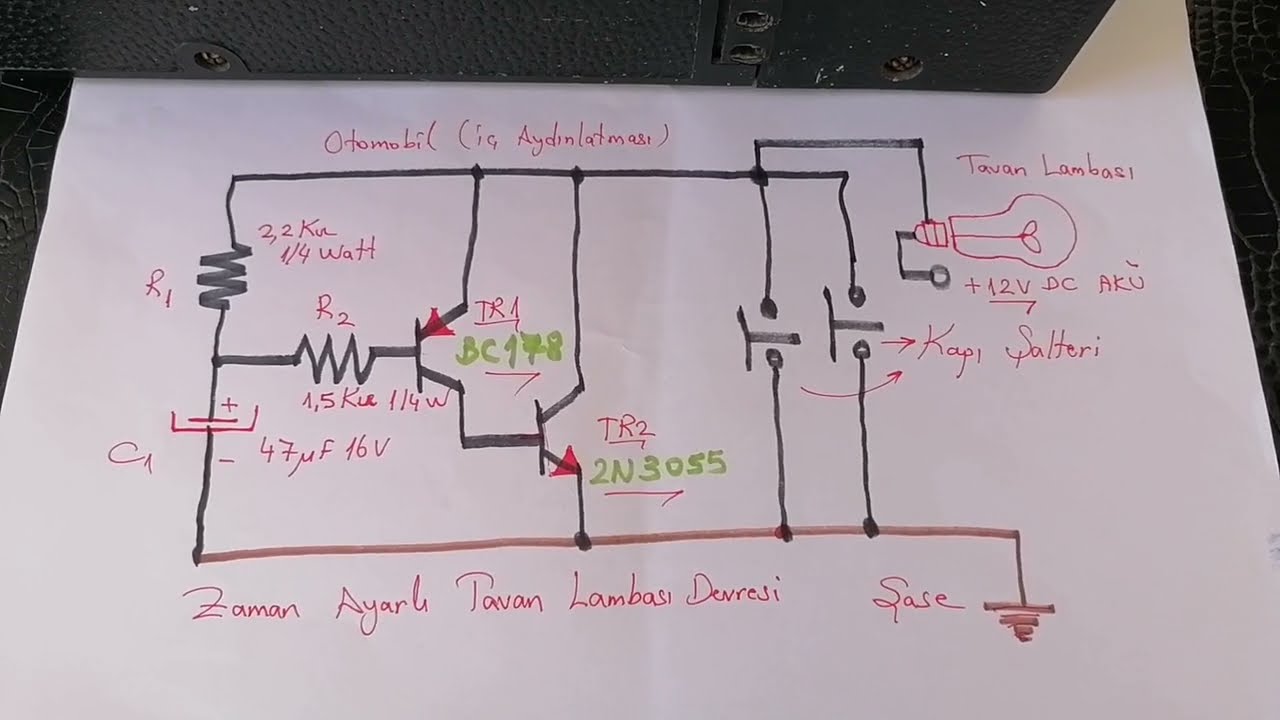Temel Elektronik Devre Anlatım - 1 ( Zaman Ayarlı Tavan Lambası Devresi) Otomobil İç Aydınlatması