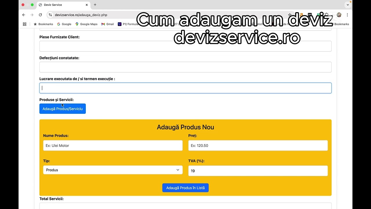 Cum facem un DEVIZ SERVICE  in platforma www.devizservice.ro