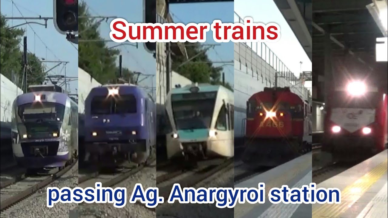 Trains passing through Aghioi Anargyroi station (June, July 2019)